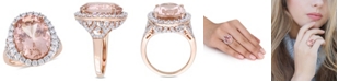 Macy's Morganite (9-3/4 ct. t.w.) and Diamond (1-2/5 ct. t.w.) Oval Halo Ring in 14k Rose Gold